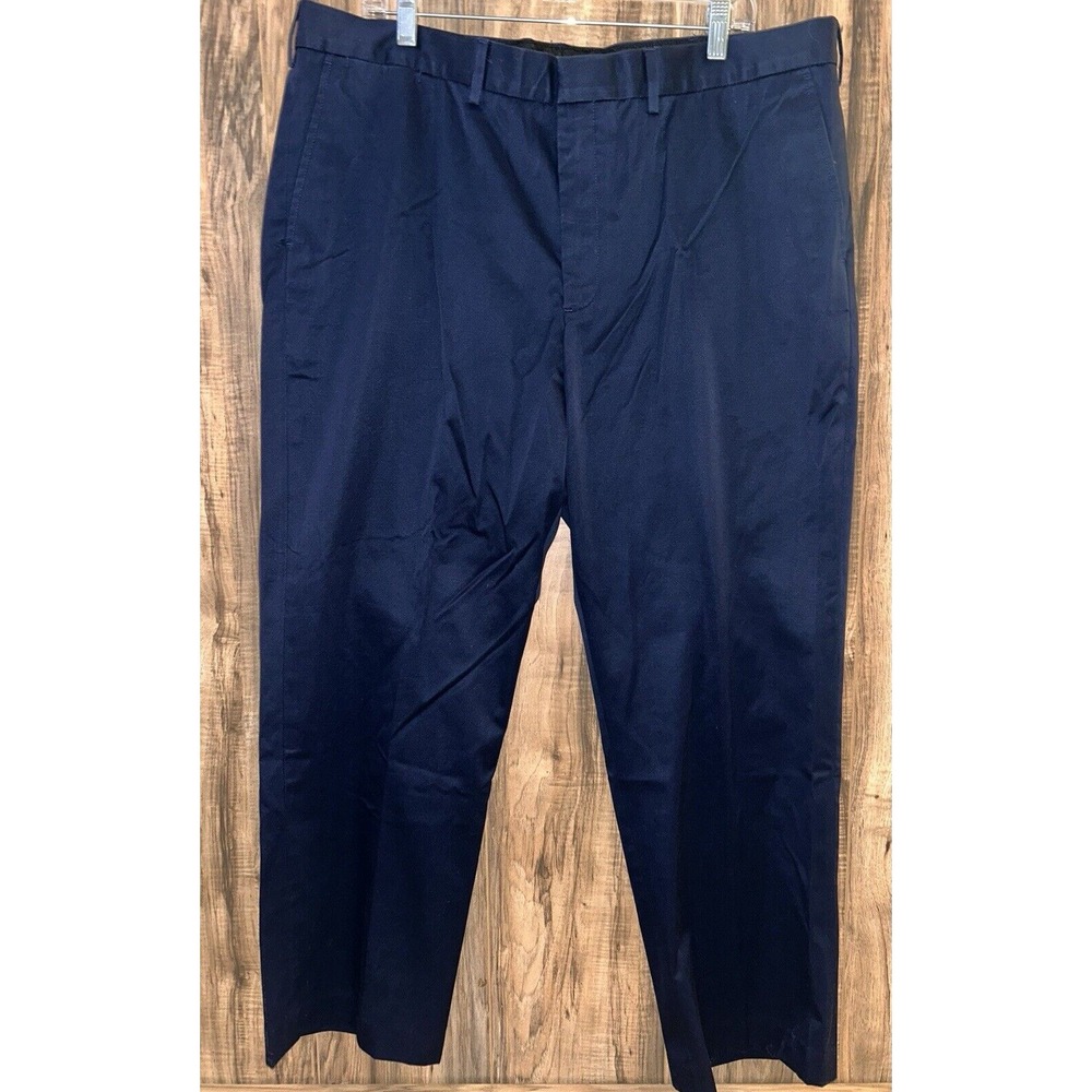 Mens 40x29 Lands' End Traditional Fit Straight Dress Pants Navy Cotton